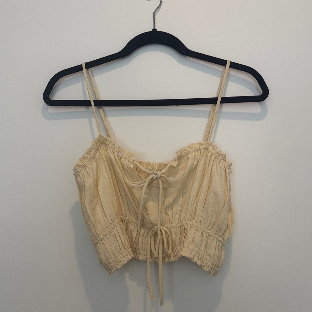 Butter Yellow Women's Top with Tie Detail